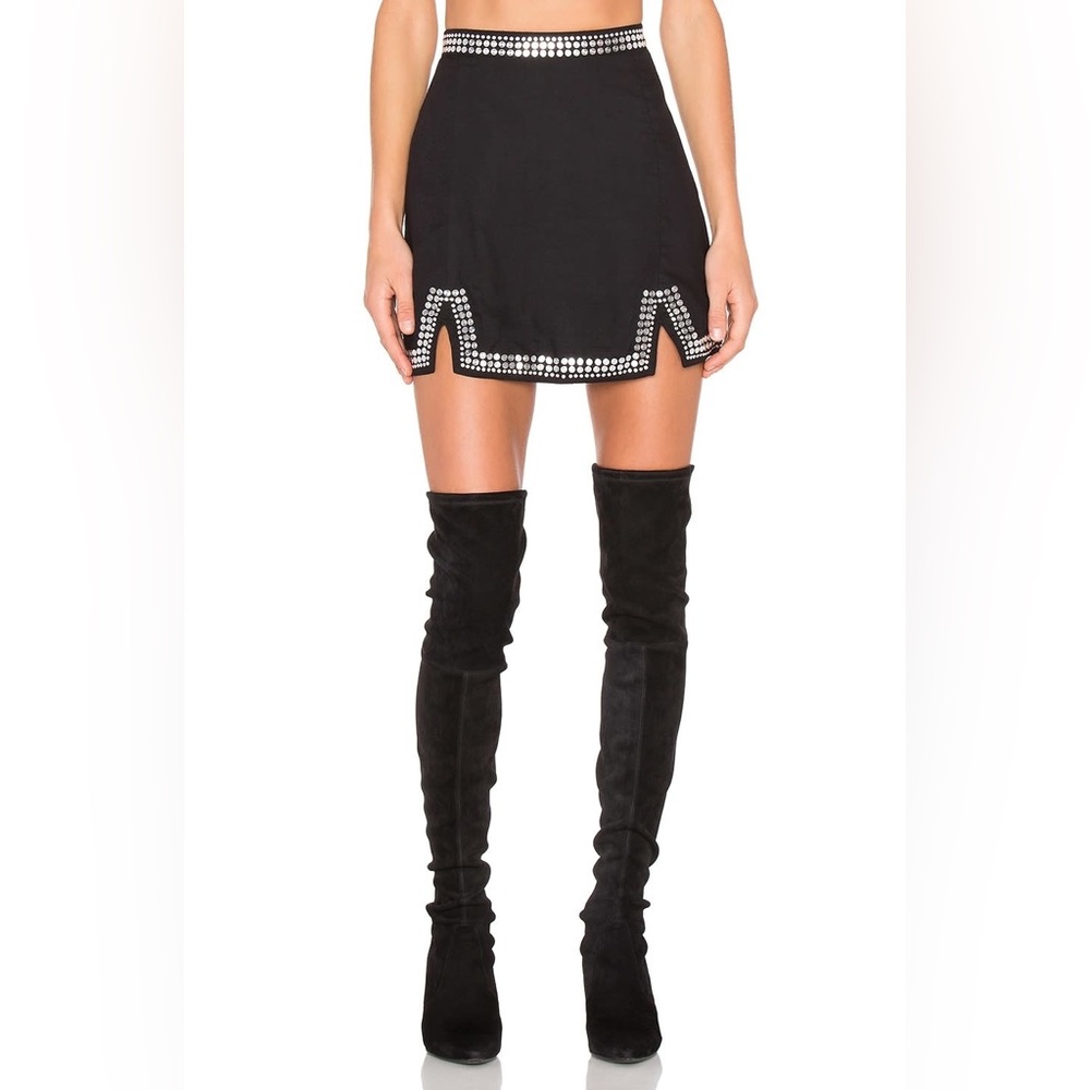 NBD studded slit mini skirt Retails $143  Trendy & Tipsy revolve